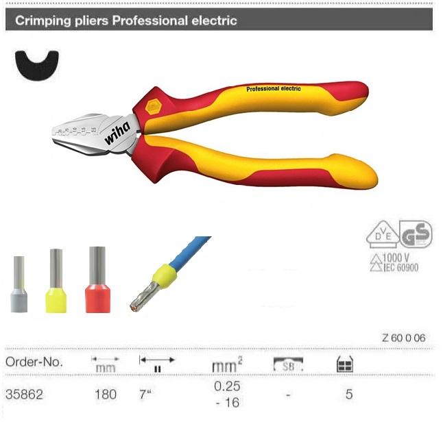 Kìm bấm cos cách điện 1000V Wiha 35862