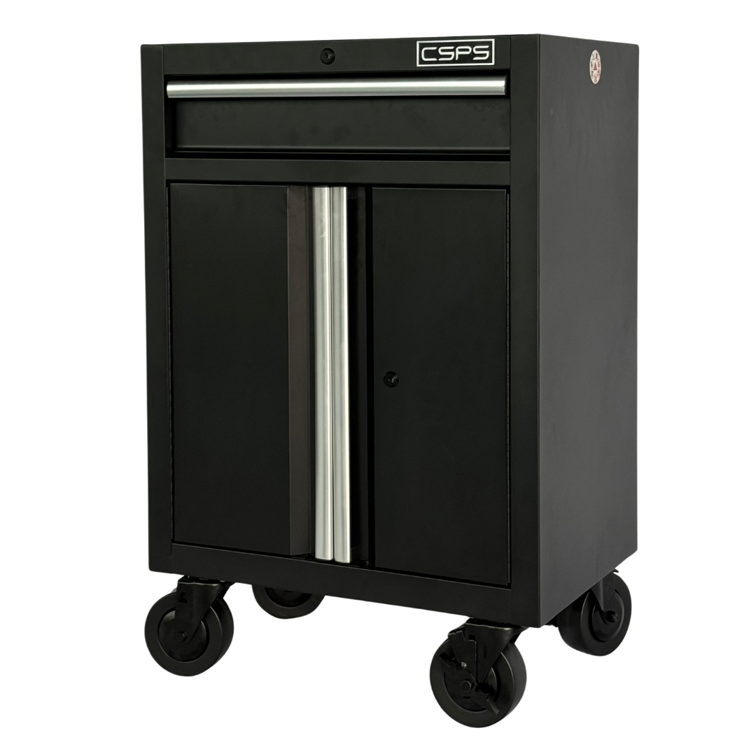 Tool cabinet CSPS 61cm - 01 black drawer with wheels (white handle)