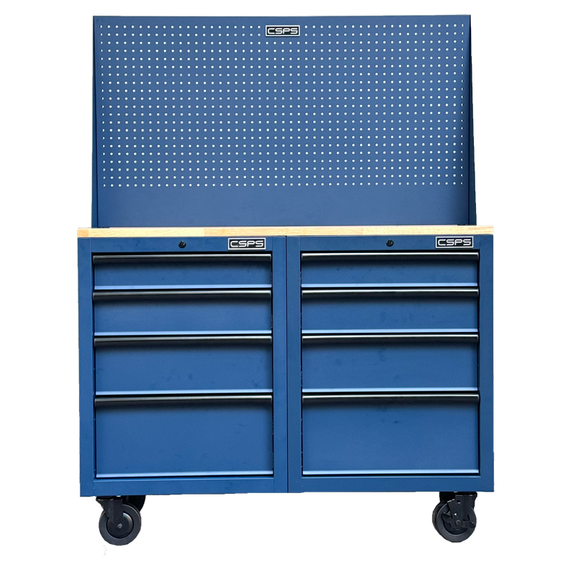 Tủ dụng cụ CSPS 122cm - 08 hộc kéo màu xanh dương kèm vách lưới