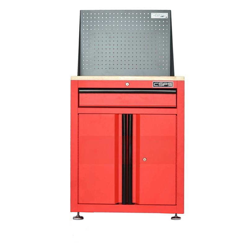 CSPS tool cabinet 61cm - 01 red drawer with adjustable legs and wooden panel with mesh wall