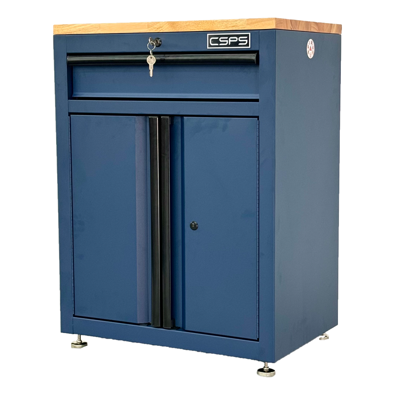 Tủ dụng cụ CSPS 61cm - 01 hộc kéo màu xanh dương kèm ván gỗ và chân tăng chỉnh