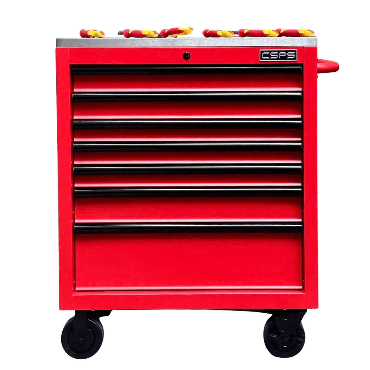 Tủ dụng cụ CSPS 76cm - 07 hộc kéo màu đỏ (mặt inox)