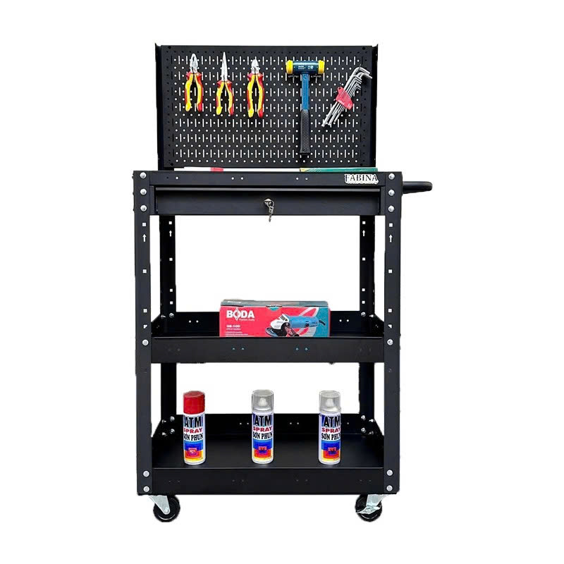 Xe đẩy cao 980mm 01 hộc kéo kèm vách lưới màu đen FABINA